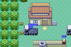 Pokémon Emerald rendered while walking through Littleroot